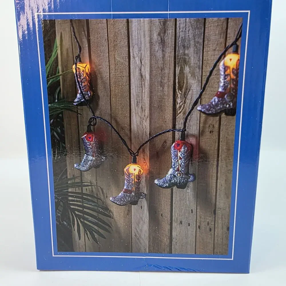 Northlight 10-Count Cowboy Boot Patio Light Set 6ft Green Wire Incandescent